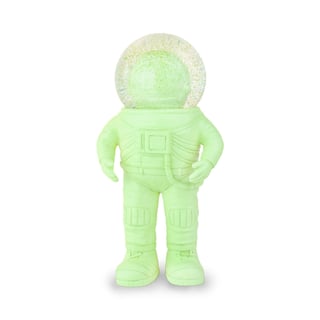 Beeldje Astronaut Met Sneeuwbol Groen 9x18cm