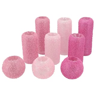 Waxinelichthouders Glitter Roze (Set/3) in 3 Kleuren