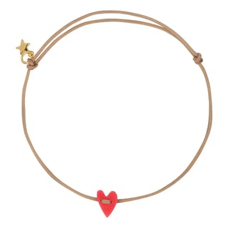 Bibi Camille Heart Rope Bracelet Gold Plated Neon Coral