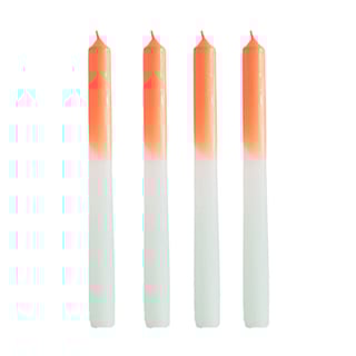 Diner Kaarsen Dipdye Oranje-Wit-Mint 2.1x25cm Set 4