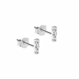 Triple Crystal Stud Earrings 925 Silver - Crystal / 925 Silver / 1.5mm x 5mm