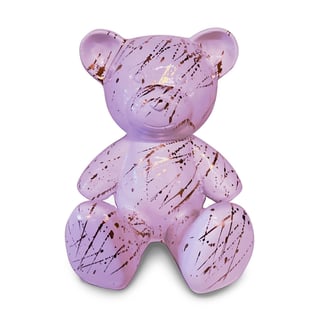 Beeld Design Teddy Beer Zittend Roze Splash Goud 30x32cm