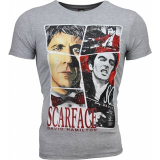 T-Shirt - Scarface Frame Print - Grijs