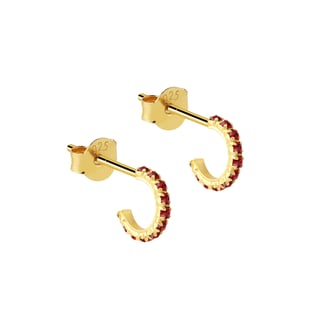 Ruby Hoop Earrings Gold Plated - Ruby / 18K Gold Plated 925 Sterling Silver