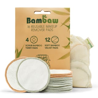 Bamboe wasbare wattenschijfjes wit 16 st.