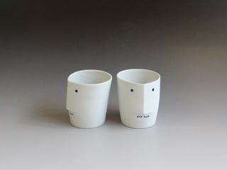 Porcelain Cup with an Image of a Face (Moustache)