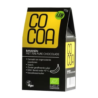 Cocoa Bananen Met 70% Pure Chocolade RAW 70GR