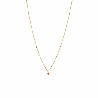 Gold Plated Necklace Turquoise Pendant - Red stone / 18K Gold plated 925 Silver / 46cm
