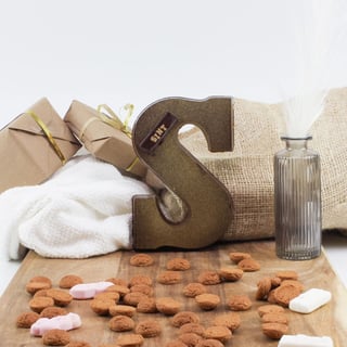 Chocoladeletter Champagne S - Puur - 200 Gram - Ambachtelijk Handgemaakt
