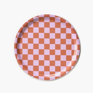 Blu Kat Dienblad Orange/pink Checker Rond 31cm