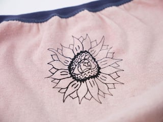 Hemp Underwear  Pop-Up - Panty  Pink with Sunflower / .