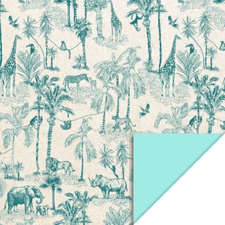 Rol Inpakpapier Vintage Jungle Jade Blue - Mint