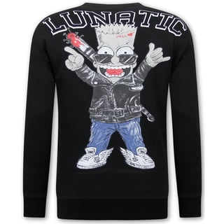 Lunatic Bart Heren Oversized Sweater Met Print - Zwart