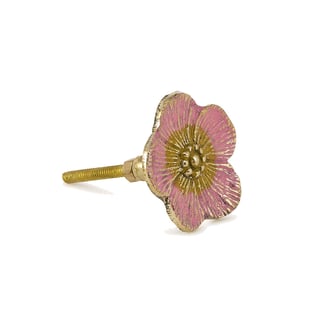 Ladeknop Faye Flower Pink Messing 5x5cm