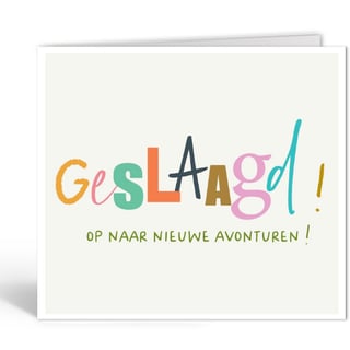 Wenskaart - Geslaagd! Op Naar Nieuwe Avonturen!