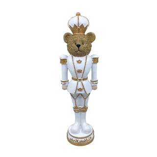 Beeld Notenkraker Beer Wit-Goud 12x39cm
