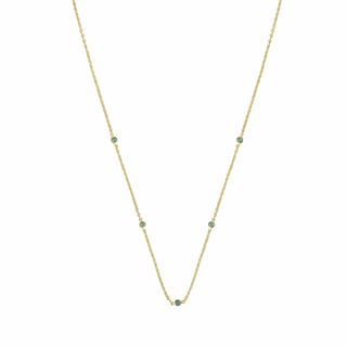 Gold plated Necklace Small Black Onyx stones - Green Onyx / 18K Gold plated 925 Silver / 47cm