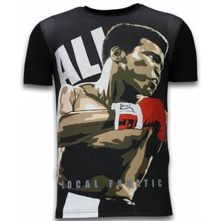 Muhammad Ali - Digital Rhinestone T-Shirt - Zwart