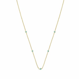 Gold plated Necklace Small Black Onyx stones - Turquoise / 18K Gold plated 925 Silver / 47cm