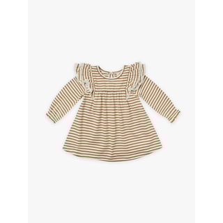 Longsleeve Flutter Dress - Walnut Stripe