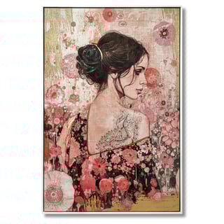 Schilderij Vrouw Met Tattoo Op Canvas 83x123cm Ingelijst