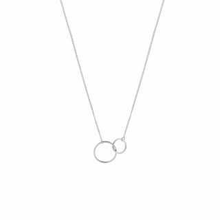 Rose Gold Plated Necklace with Double Circle - Silver Plated Brass