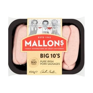Mallons Big 10's Pure Irish Pork Sausages 454g