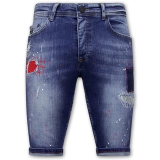 Exclusieve Korte Spijkerbroek Heren Stretch - 1041 - Blauw