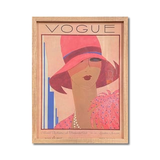 Poster Vogue Lady with Hat Multicolor 32x42cm Ingelijst