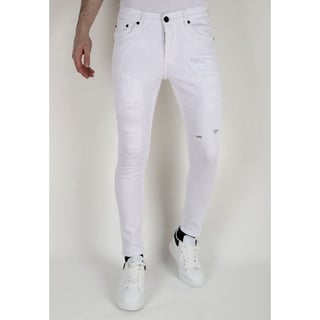 Witte Ripped Jeans Voor Heren Slim Fit -DP106