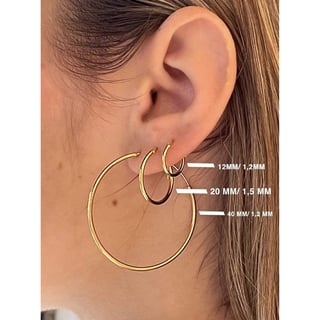 Gold Plated Hoop Earrings 40 MM 1,2MM - Sterling Silver / Gold Plated / 40 MM 1,2 MM