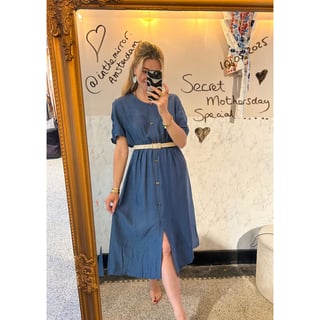 Basic shortsleeve cotton dress - Petrol blue
