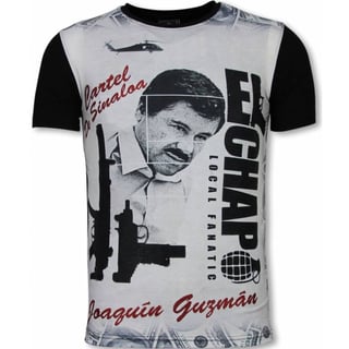 El Chapo - Digital Rhinestone T-Shirt - Zwart