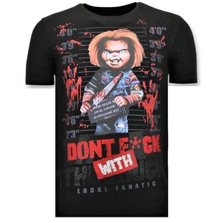 Stoere T-Shirt Heren - Bloody Chucky Print - Zwart