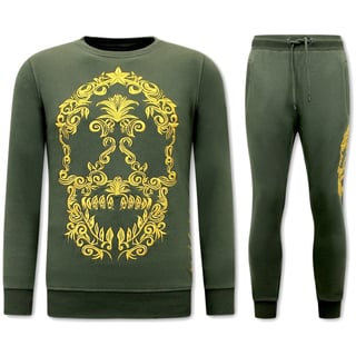Exclusieve Joggingpak Heren - Skull Embroidery - Groen