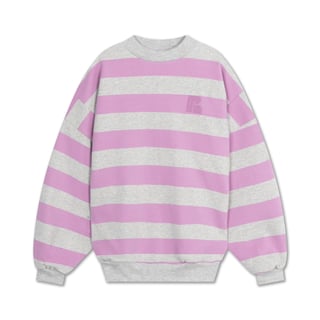 Repose AMS Crewneck Sweater Orchid Light Mixed Grey Block Stripe