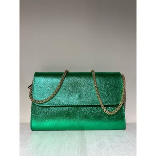 Green metallic clutch Green - OneSize