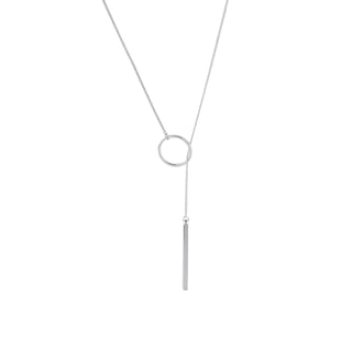 Rose Gold Plated Necklace with Circle and Rod - Silver Plated Brass