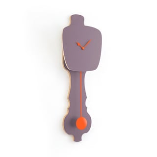Kies Zelf Je Wand Kloq - Lavendel Grijs - Kloq Maat: L - Kloq Slinger/wijzer Kleur: Neon Oranje