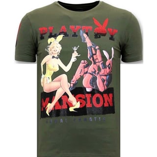 Stoere Heren T-Shirt - The Playtoy Mansion - Groen