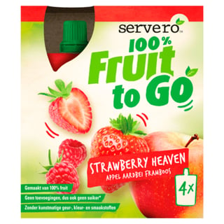 Servero 100% Fruit to Go Aardbei 4x90gr 4x90gr