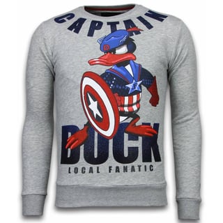 Captain Duck - Rhinestone Sweater - Grijs