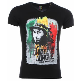 T-Shirt - Bob Marley Concrete Jungle Print - Zwart