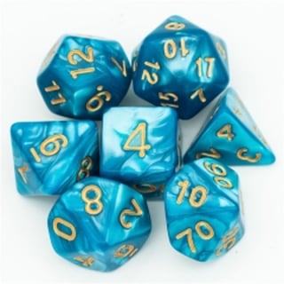 Dice Poly Marbled Cyan-Blue