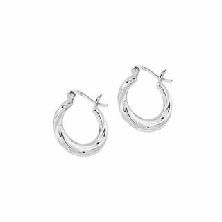 Gold Plated Twisted Hoop Earrings - Sterling Silver / Silver