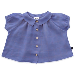 Short Sleeve Blouse - Iris/Checks - Blauw - 62-68