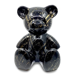 Beeld Design Teddy Beer Zittend Zwart Met Goud 30x22x32cm