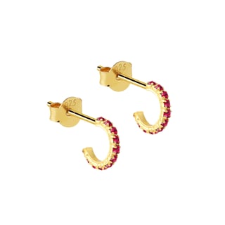 Garnet Hoop Earrings Gold Plated - Garnet / 18K Gold Plated 925 Sterling Silver