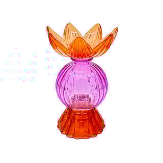Kandelaar & Waxinehouder Lotus Oranje-Fuchsia Glas 11x17cm