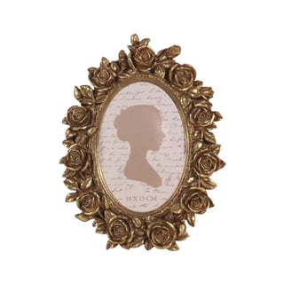 Fotolijstje Ovaal Baroque Roosjes Goud 16x23cm - Foto 10x15cm